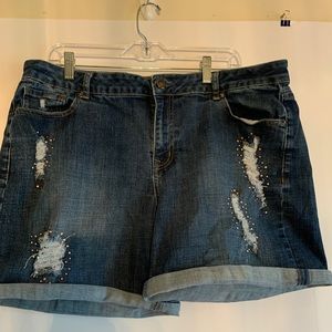Lane Bryant denim rhinestone shorts